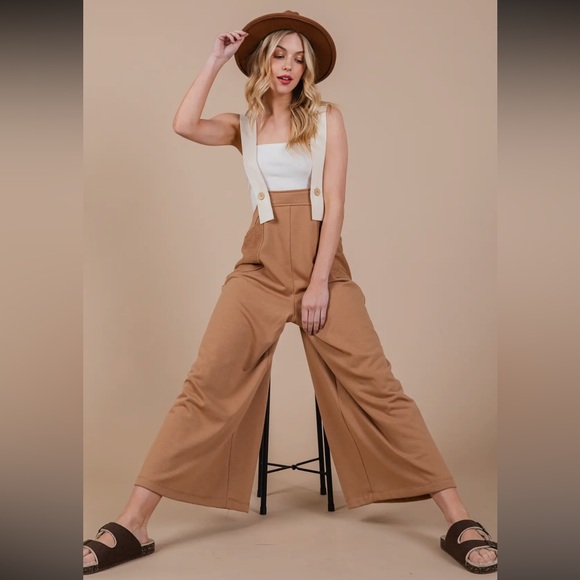 Fabulous Solid Wide Leg French Terry Jumpsuit - Picture 3 of 7